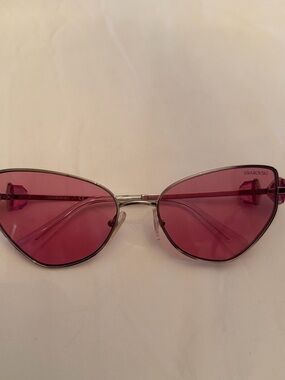 Swarovski Pink Cat-Eye Sunglasses with Silver Frame